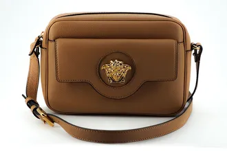 Versace Brown Calf Leather Camera Shoulder Womens Bag
