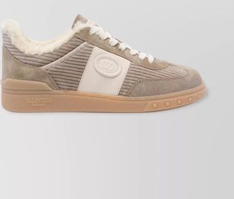 Valentino Garavani round toe suede panels leather sneakers