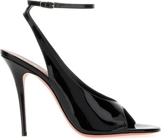 Amina Muaddi Anok Sandal 105 - Dames - Sandalen met hakken - Zwart - 38 1/2 EU - Leer - Schoenen