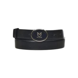 Pinko Pinko, Accessoires, Dames, Zwart, S, Leer, Ovale Gesp Riem