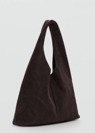 Mango Borsa shopper crosta di cuoio cioccolato - Donna - Taglia unica - MANGO