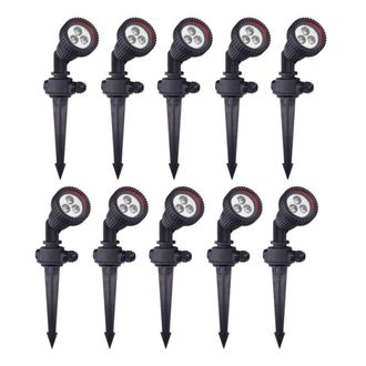 Forlight Foco Proyector Exterior (10uds) GU10 Pincho C&eacute;sped Jard&iacute;n Negro Tidian