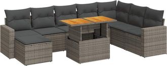 vidaXL Set De Sof&aacute;s De Jard&iacute;n Con Cojines 9 Pzas Rat&aacute;n Sint&eacute;tico Gris Vidaxl