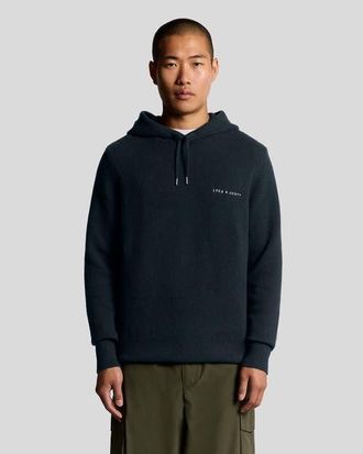 Lyle & Scott Script Long Sleeve Knitted Hoodie in Dark Navy at Nordstrom, Size Xx-Large