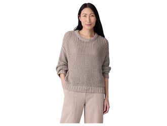 Eileen Fisher Peruvian Organic Cotton Cord Crew Neck Sweater Womens Sweater Wheat : LG