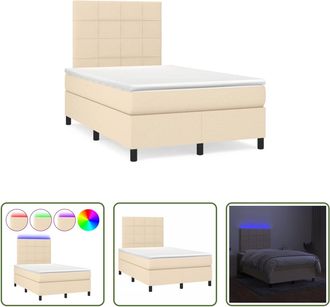vidaXL Vidaxl Cama Box Spring Con Colch&oacute;n Y Luces Led Tela Crema 120x190 Cm