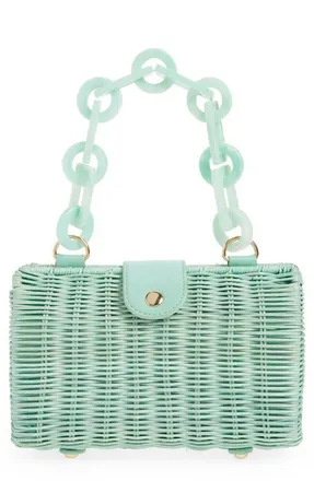 BTB Los Angeles Page Wicker Clutch in Mint at Nordstrom