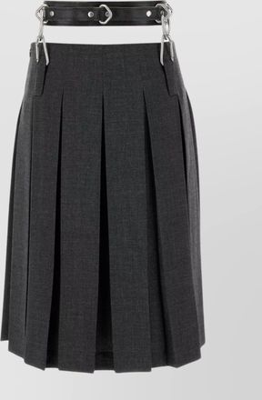 Prada wool skirt with pleated design and belted waist