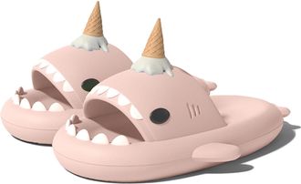 Generic Ice Cream Shark Slides,Windmill Shark Slippers, Original Shark Slides Slippers Sandals for Men Women (Pink, Adult, Women, 4.5, Numeric Range, UK Footw