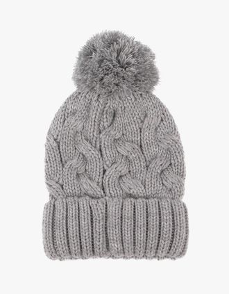 Totes Womens CABLE KNIT Hat with Pom Pom Womens Bobble Grey - Size: ONE size