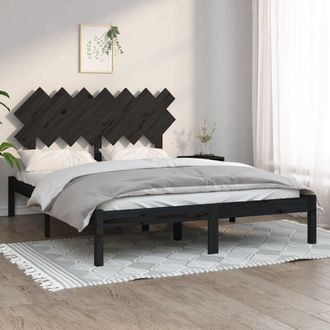 vidaXL Estructura De Cama De Madera Maciza Negra 140x190 Cm Vidaxl