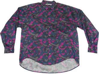 Robert Geller Mens Camo Night Button Up Shirt In Pink/ Grey
