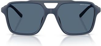 A|X Armani Exchange 57mm Pilot Sunglasses in Matte Blue /Dark Blue at Nordstrom