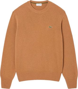 Lacoste Trui met ronde hals en logo - Bruin