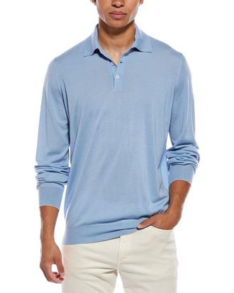 Brunello Cucinelli Wool & Cashmere-Blend Knit Polo Shirt