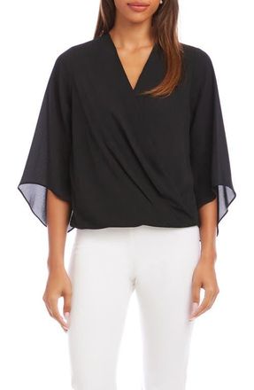 Karen Kane Drape Crossover Crepe Top in Black at Nordstrom, Size X-Large P