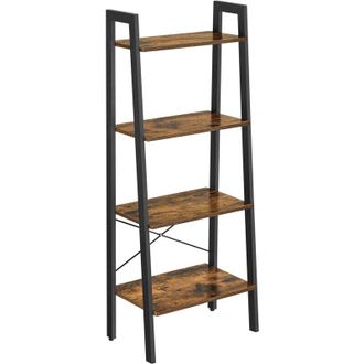 Vasagle Scaffale a Scala, Libreria a 4 Ripiani, Scaffale Portaoggetti, per Soggiorno Camera da Letto Cucina Studio, Stile Industriale, Struttura in Acciaio