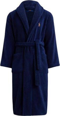 Polo Ralph Lauren Cotton Terry Long Newport Robe - Heren - Badjassen - Blauw - S - Katoen - Nachtkleding