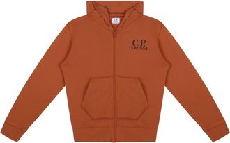 C.P. Company C.P. Company, Kids Sweatshirts, male, Orange, 4 Y, Orange Logo Print Hooded Sweatshirt