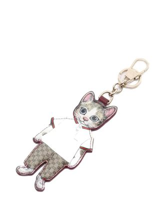 Gucci x Yuko Higuchi 2020s Boris GG Supreme keyring - women - Calf Leather/Canvas - One Size - Gold