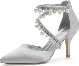 Miyoopark Women Shoes Heels for Wedding Closed Pointed Toe Evening Pumps Shoes M521 Silver UK 5.5