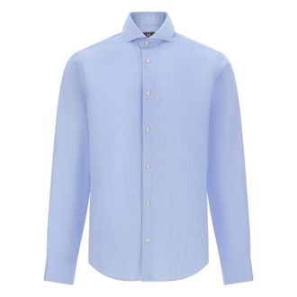 Boggi Milano Overhemden, Heren, Blauw, 4Xl, Katoen, Ultimate NON Iron Slim Fit Katoenen Dobby Overhemd