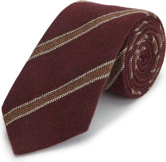 Oliver Brown Wool Striped Tie - Burgundy
