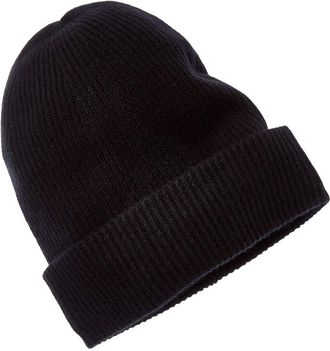 Amicale Cashmere Rib Double Fold-Over Cuff Slouchy Cashmere Hat