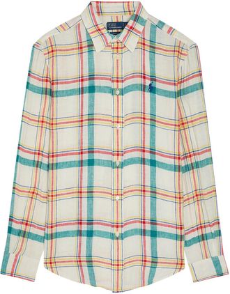 Polo Ralph Lauren Plaid Linen Shirt - White - S (UK8-10 / S)