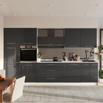 Vicco Mueble De Cocina Fame-line, Antracita Alto Brillo/blanco, 340 Cm, Et Roble, Vicco