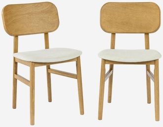 Sweeek Silla Vintage De Madera De Hevea Y Tela, Set De 2