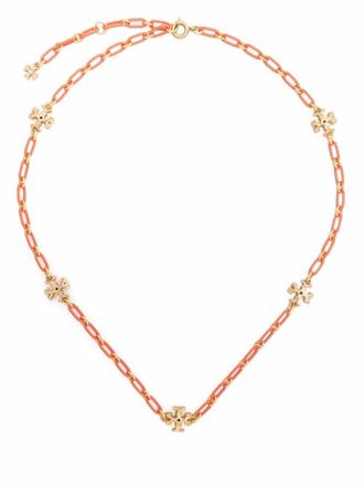 Tory Burch Roxanne delicate necklace - women - Brass - One Size - Pink