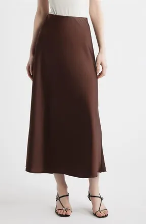 Anne Klein A-Line Satin Skirt in Dark Chocolate at Nordstrom, Size Xx-Small