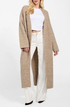 Guess Beniko Bouclé Longline Cardigan in Light Beige at Nordstrom, Size Small