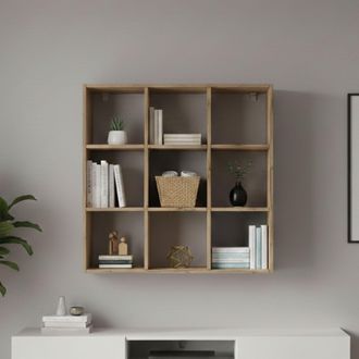 Dmora Estante Para Libros Dmanzar, Mueble Con Baldas, Biblioteca Office, 100% Made In Italy, Roble, Cm 90x25h90 - Dmora
