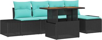 vidaXL Conjunto De Comedor De Jard&iacute;n 6 Uds. Negro Y Verde Azulado Vidaxl
