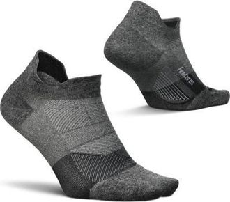 Feetures Elite Ultra Light Cushion Ankle Socks Sport Sock with Targeted Compression in Grey Stripe at Nordstrom, Size X-Large