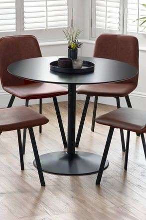 Julian Bowen Nero Round Pedestal 4 Seater Dining Table in Black | Size: Large