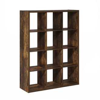 Furinno Cubicle Open Back Decorative Cube Storage Organizer, 12-Cube, Amber Pine