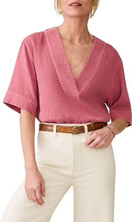 Faherty Dune Organic Cotton Gauze Popover Top in Heather Rose at Nordstrom Rack, Size Xx-Small