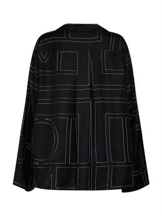 Toteme Embroidered Monogram Silk Shirt - Black