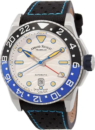 Armand Nicolet JSH Automatic Silver Dial Batman Bezel Mens Watch A486RGU-AU-P0668NZ8