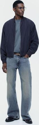 H&M Lightweight Bomber Jacket in Dark Blue at Nordstrom, Size Xxx-Large