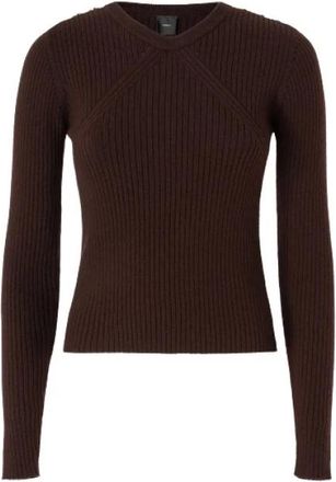 Pinko Robusto Trui - Dames - V-hals truien - Bruin - L - Wol - Truien & Vesten