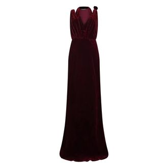 Alberta Ferretti Kleedjes, Dames, Bruin, S, Lange fluwelen jurk