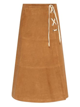 Munthe suede A-line skirt - women - Goat Skin - 34 - Brown