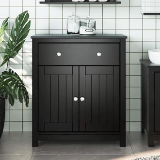 vidaXL Mueble De Ba&ntilde;o Berg Madera Maciza De Pino Negro 69,5x34x80 Cm Vidaxl