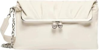 Max Mara Wkaslalom Leren Clutch - Dames - Clutches - Wit - ONE Size - Tassen