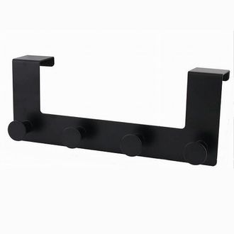 Trade Shop Trade Shop - Appendiabiti Da Porta Con 4 Ganci 27 X 11.5cm Nero Per Asciugamani Vestiti 87777