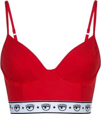 Chiara Ferragni Rode Bralette met Maxi Logomania Band - Dames - BHs - Rood - L - Katoen - Ondergoed